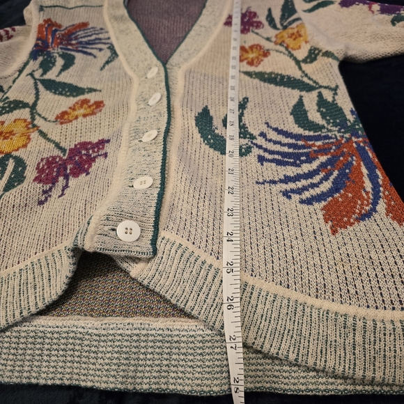 Bogner Vintage Floral Embroidered Beige Cardigan Soze 6 Cotton/Silk - Picture 16 of 16